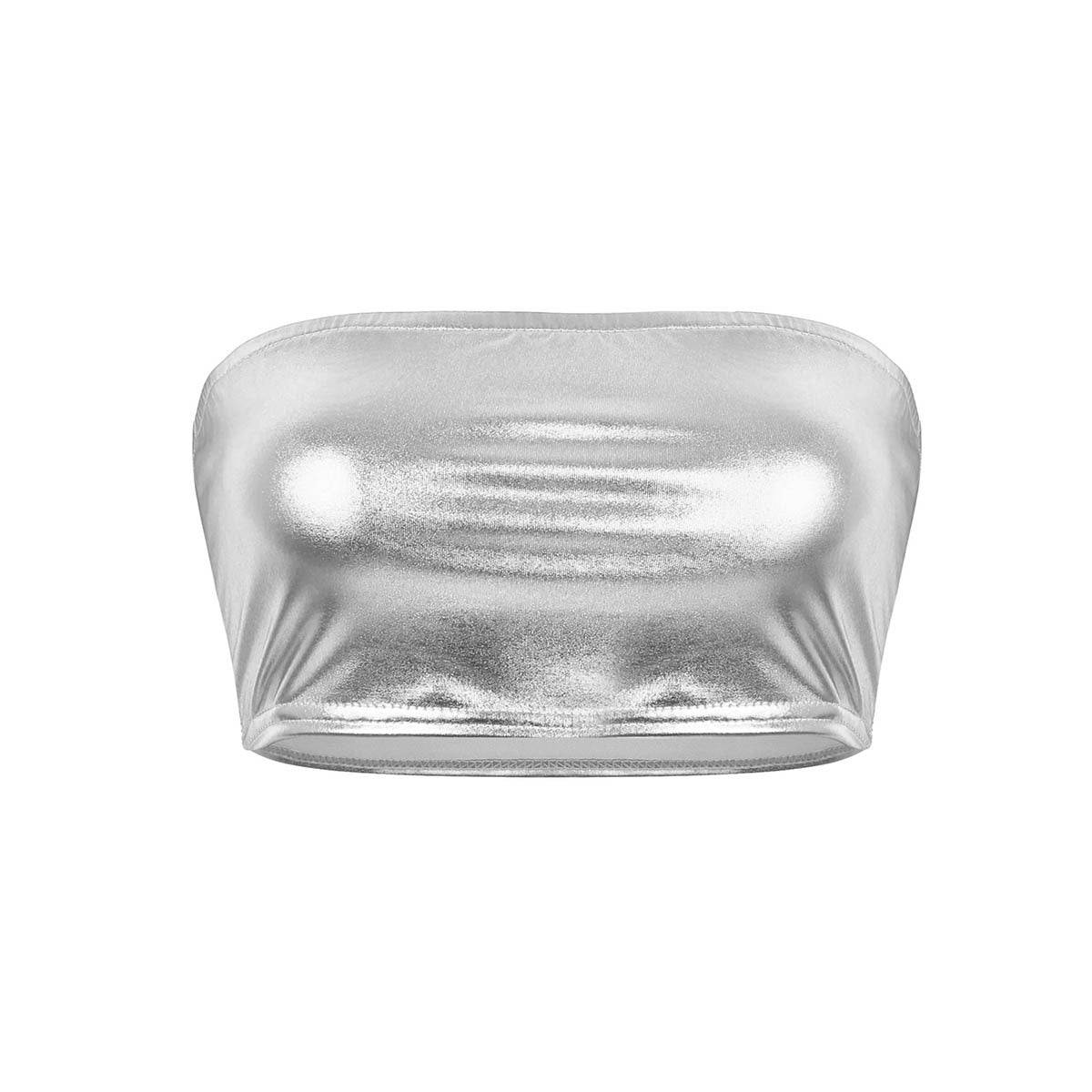 Street-Wave Metallic Bustier Top For Women - Shimmering Stretch Bandeau Party Festival Ready