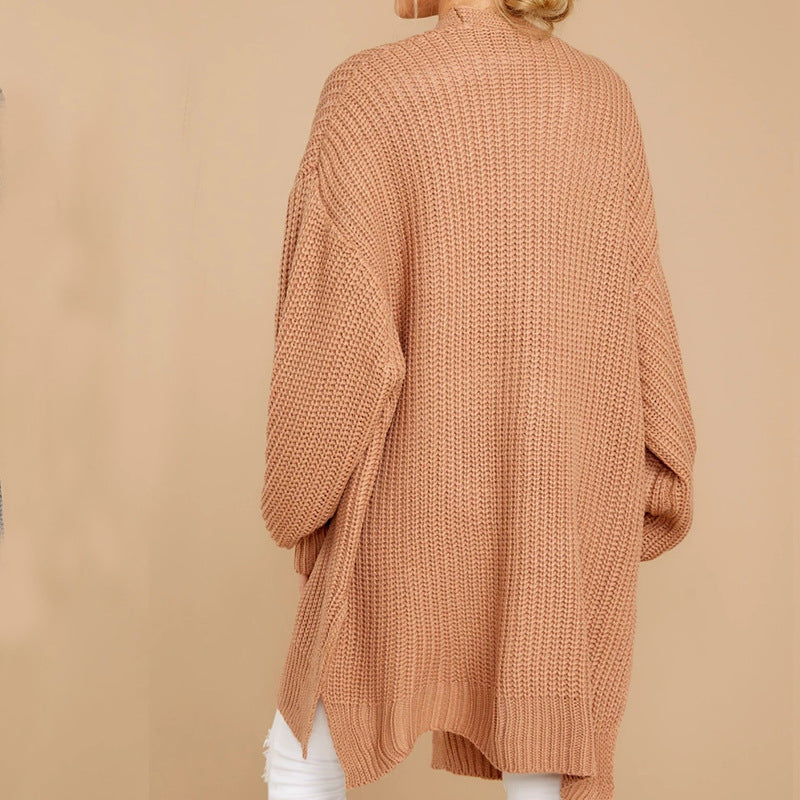 Street-wave Womens Chunky Knit Pullover With Wide Fit And Side Slits For Cozy Casual Everyday Wear