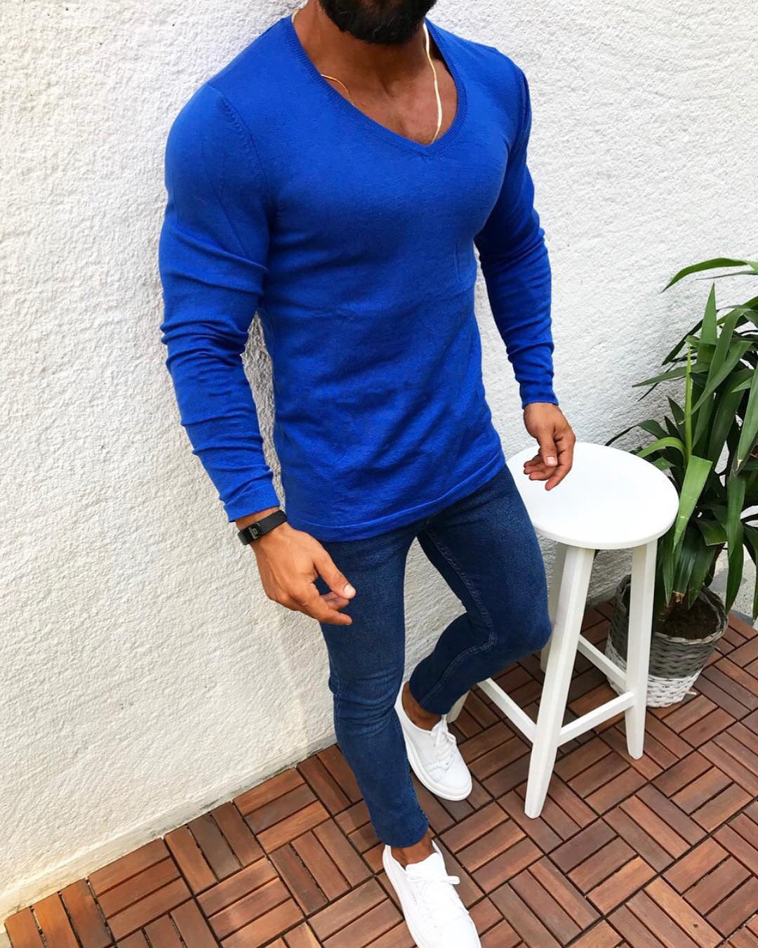 Street Wave Mens Slim Fit Cotton V Neck Long Sleeve Shirt For Everyday Versatility