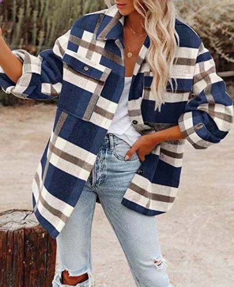 Street-Wave Oversized Plaid Shirt Jacket For Women Longline With Chest Pockets And Button Front Layering Essential