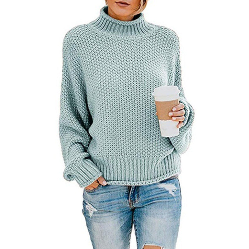 Women Chunky Knit Sweater With High Collar Cozy Loose Fit Streetwave Warm Everyday Essential