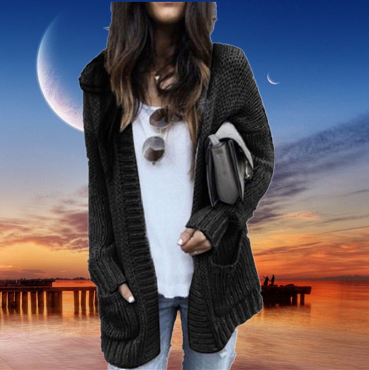 Streetwave Women Chunky Knit Cardigan With Pockets And Open Front For Effortless Style