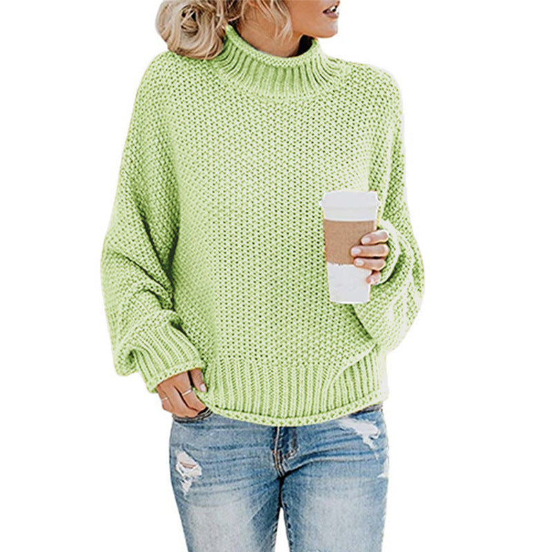 Women Chunky Knit Sweater With High Collar Cozy Loose Fit Streetwave Warm Everyday Essential