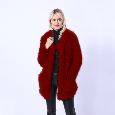 Streetwave Women's Fluffy Faux Fur Throw Coat With Pockets And Cozy Collar Soft Lining For Extra Warmth