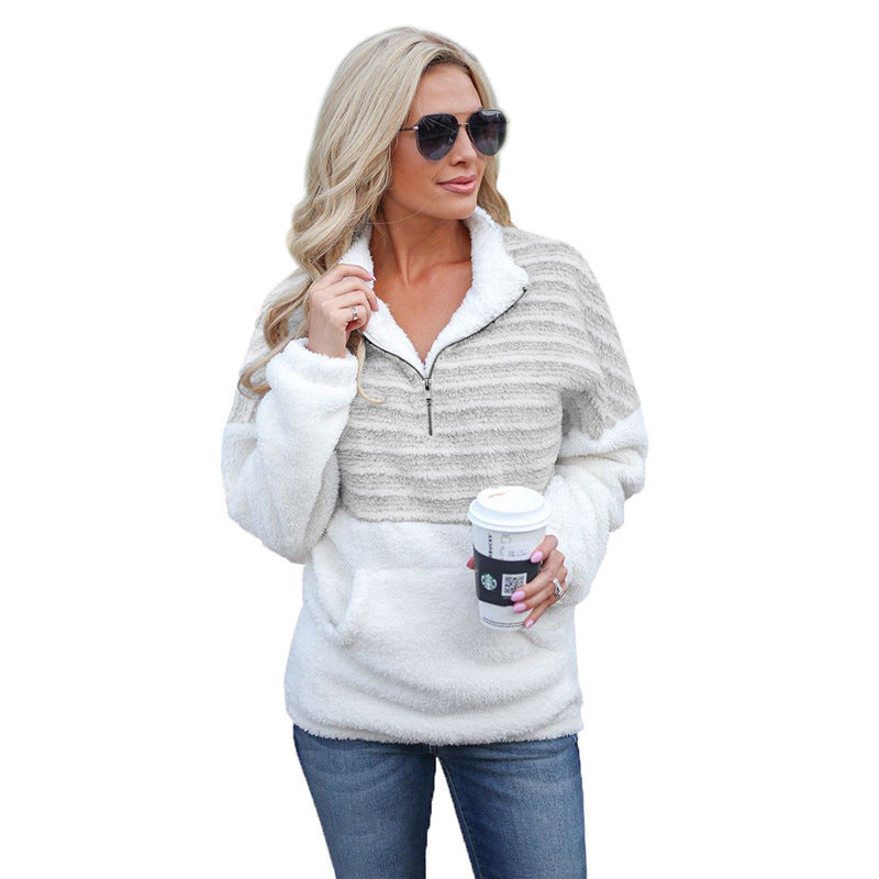 Street-wave Wool Blend Sherpa Pullover for Women Cozy All Season Comfort and Style