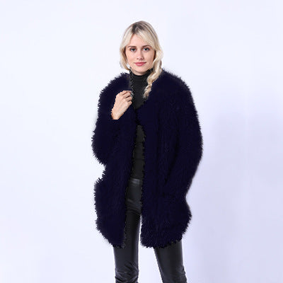 Streetwave Women's Fluffy Faux Fur Throw Coat With Pockets And Cozy Collar Soft Lining For Extra Warmth