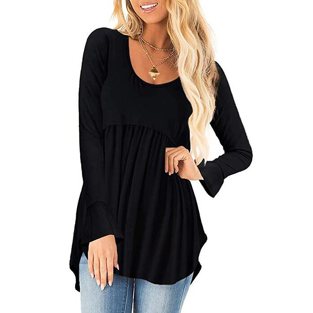 Streetwave Women Loose Long Sleeve Top With Asymmetric Hem Relaxed Fit Casual Tunic