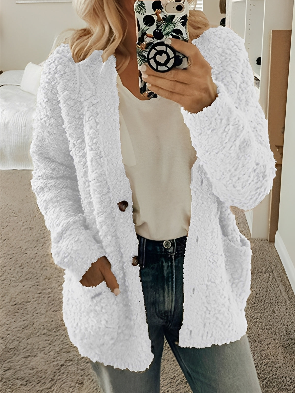 Street-Wave Cozy Cardigan For Women - Plush Boucle Knit All-Day Warmth, Comfort, Everyday Style
