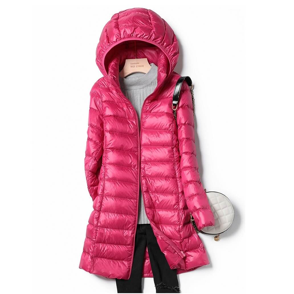 Street Wave Ultralight Hooded Down Coat For Women With Detachable Hood Warm Insulated Winter Outerwear