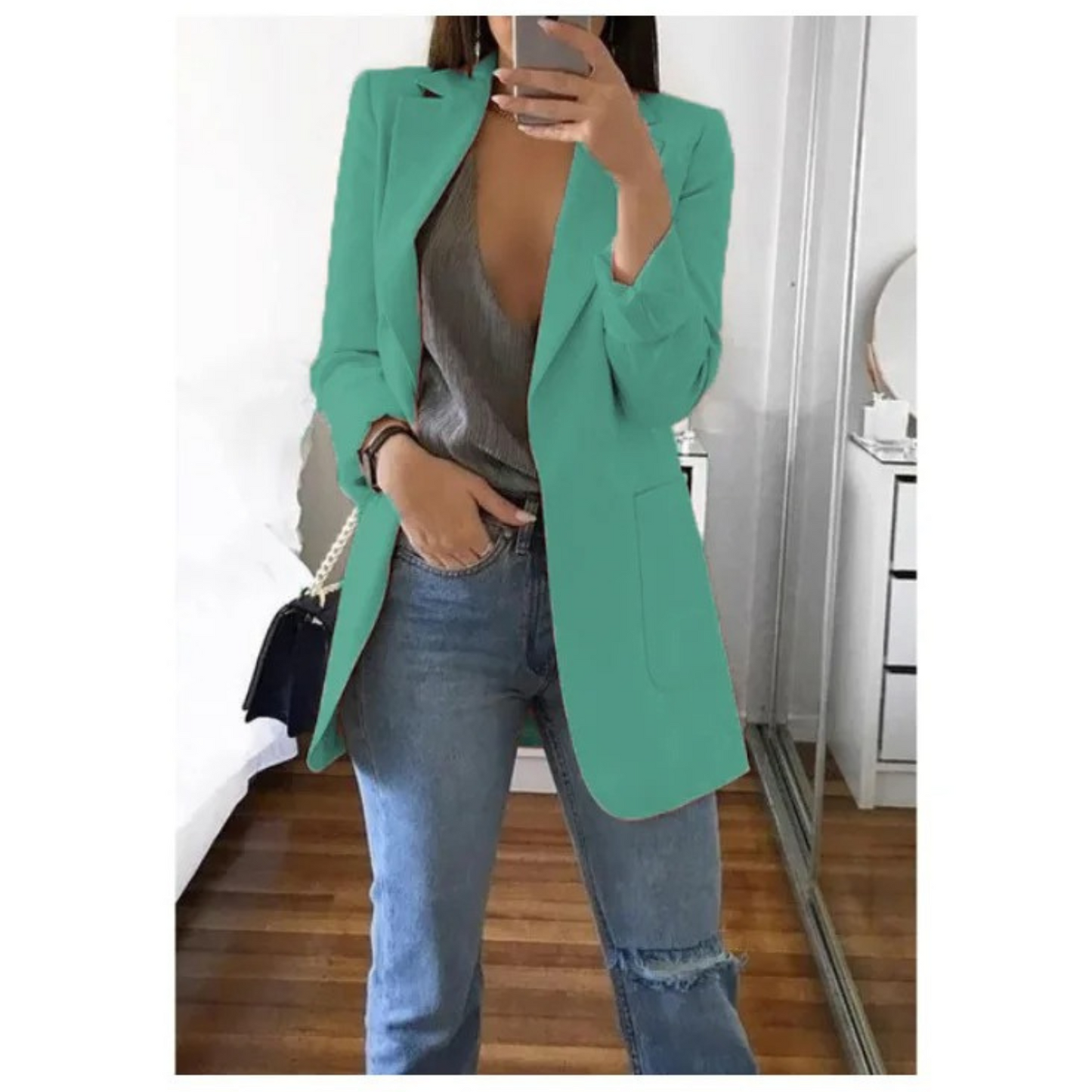 Street-Wave Women Blazer Khaki Lightweight Elegant Tailored Jacket For Everyday Style