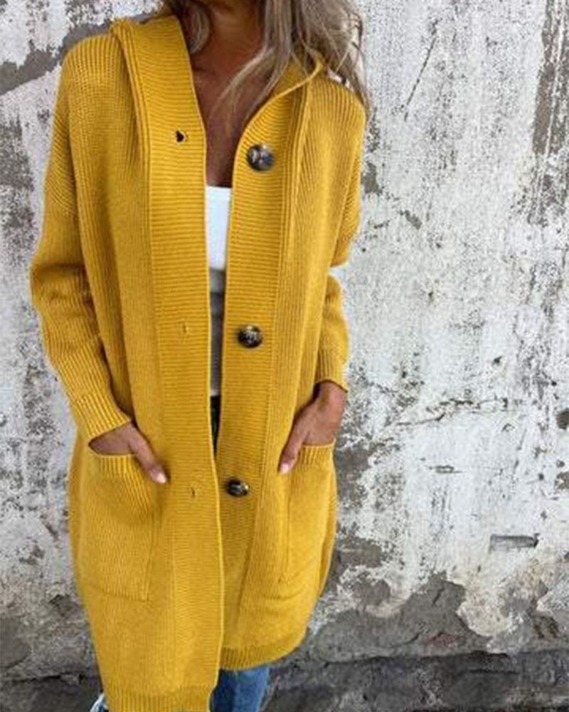 Street-Wave Hooded Knit Cardigan With Pockets For Women Cozy Warmth And Everyday Style