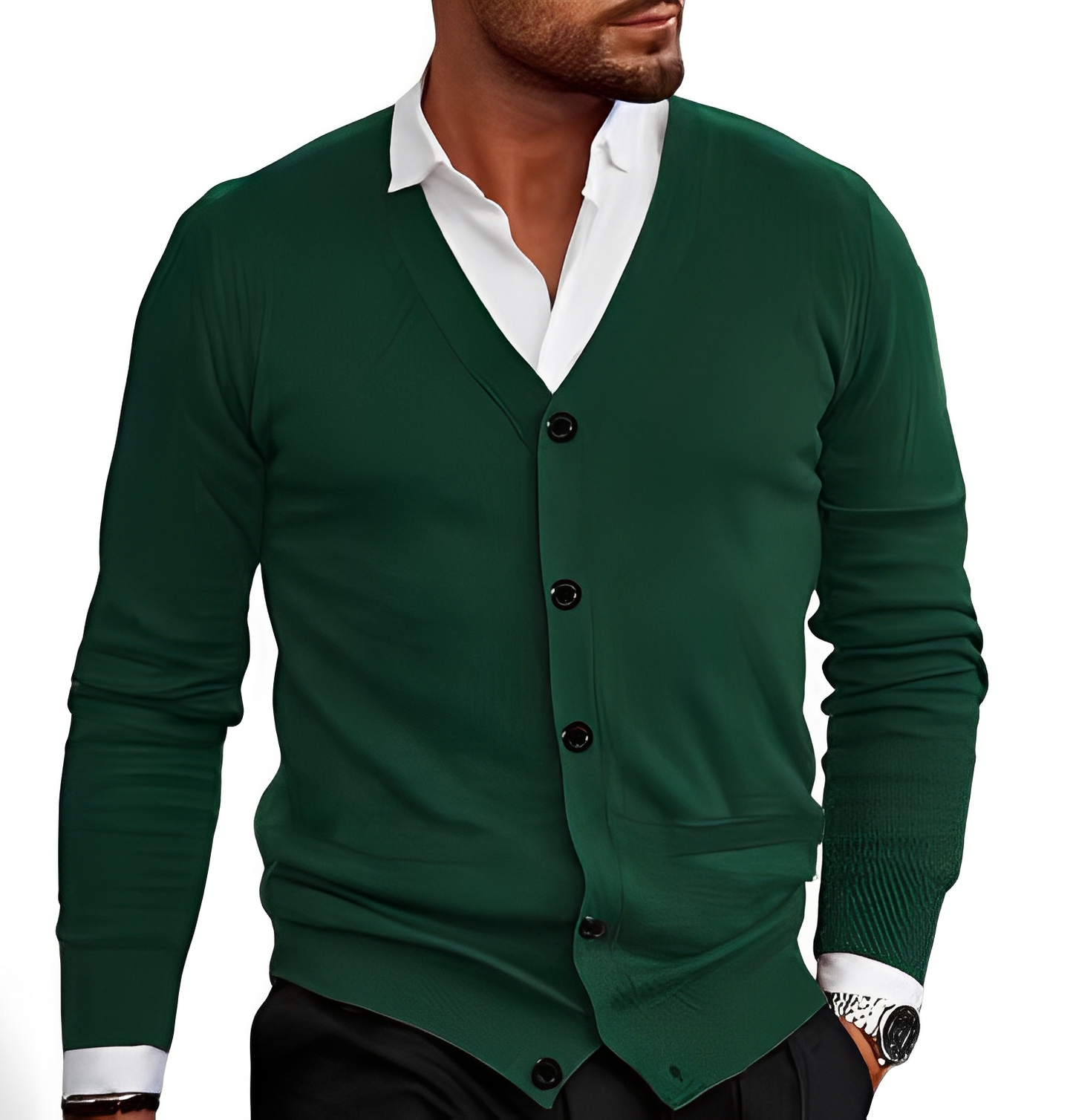 Street-wave Men Cardigan With Button Front Premium Knitwear For Office And Casual Wear