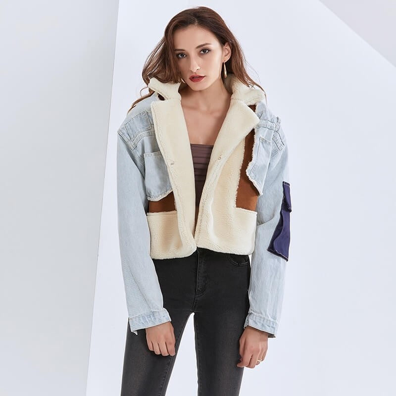 Street Wave Patchwork Jacket For Women Breathable Skin Friendly Comfort And Eye Catching Design