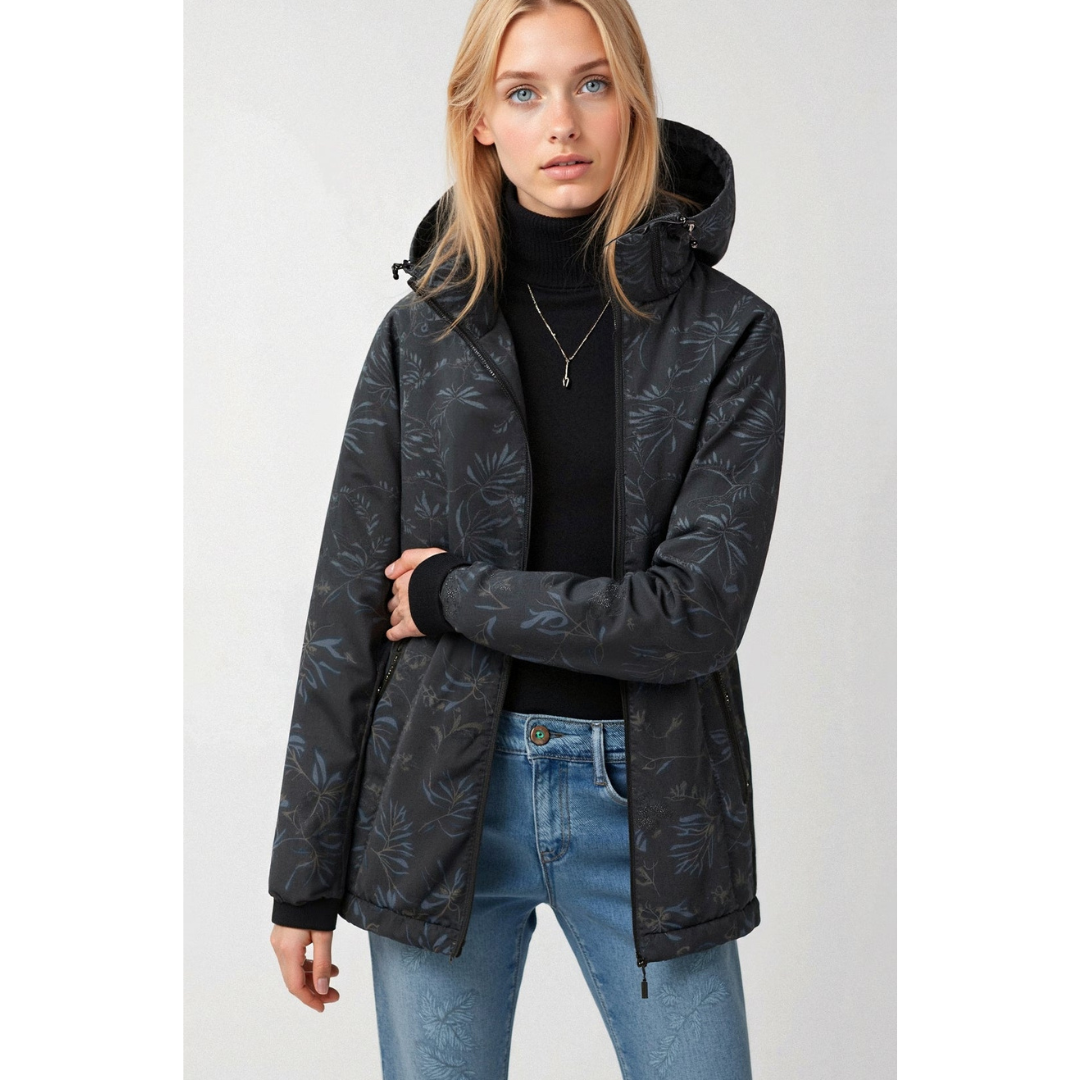 Street-Wave Printed Zip Winter Jacket With Hood For Women Cozy Yet Chic Outerwear