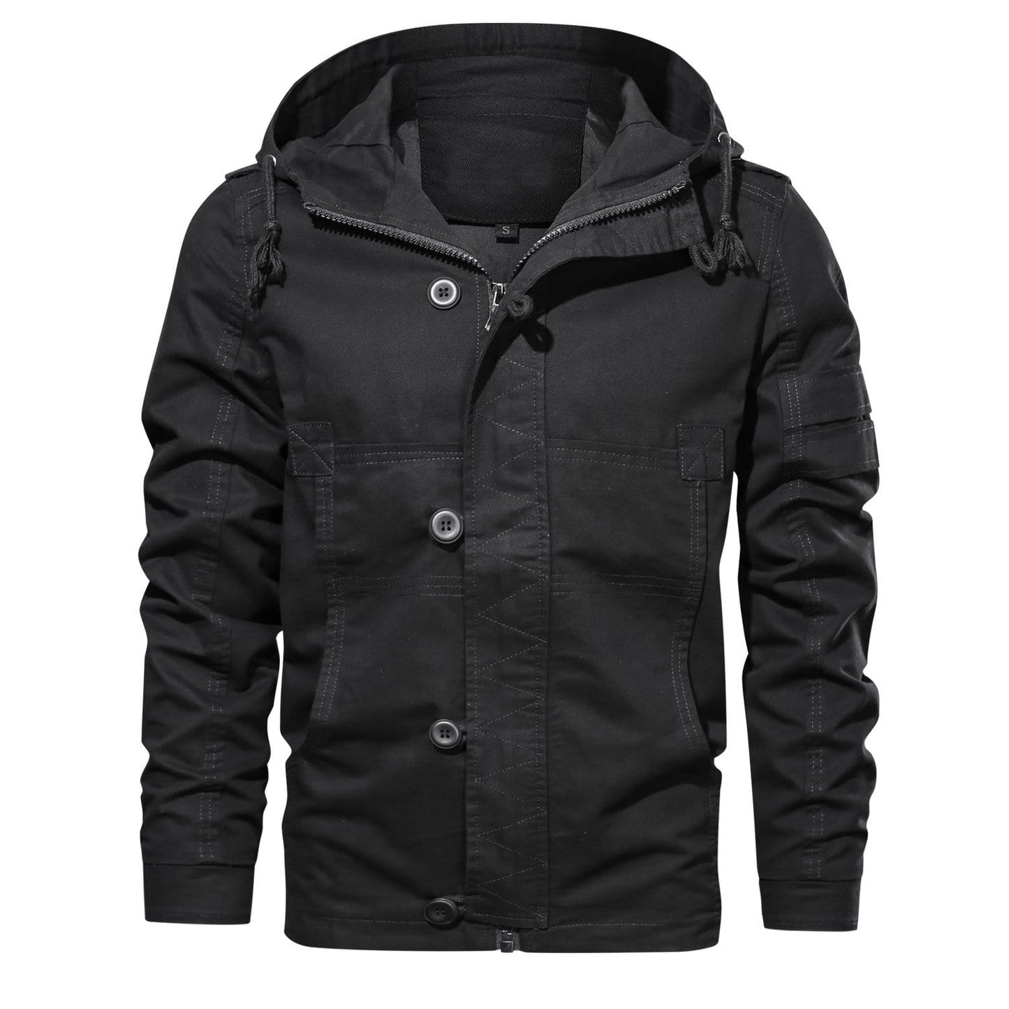 Street Wave Olive Utility Jacket For Men With Adjustable Hood And Pockets