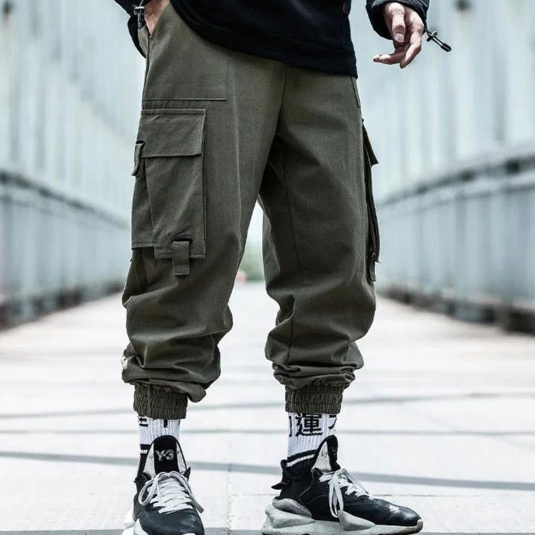 Street-Wave Adjustable Straps Cargo Pants For Men - Rugged Lightweight Streetwear With Large Utility Pockets
