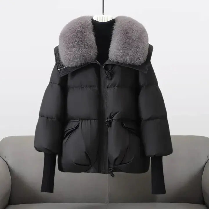 Street Wave Amira Women Puffer Coat With Luxurious Vegan Fur Collar Warm Elegant Winter Fashion