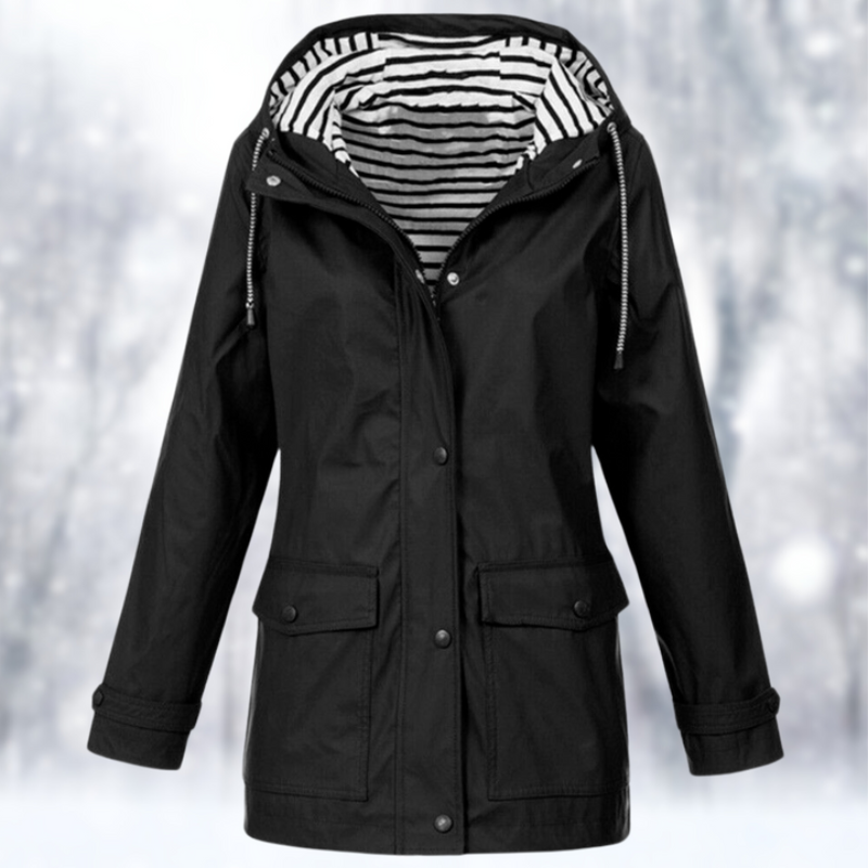 Street-wave Womens Waterproof Hooded Winter Jacket With Striped Lining For All Weather Outdoor