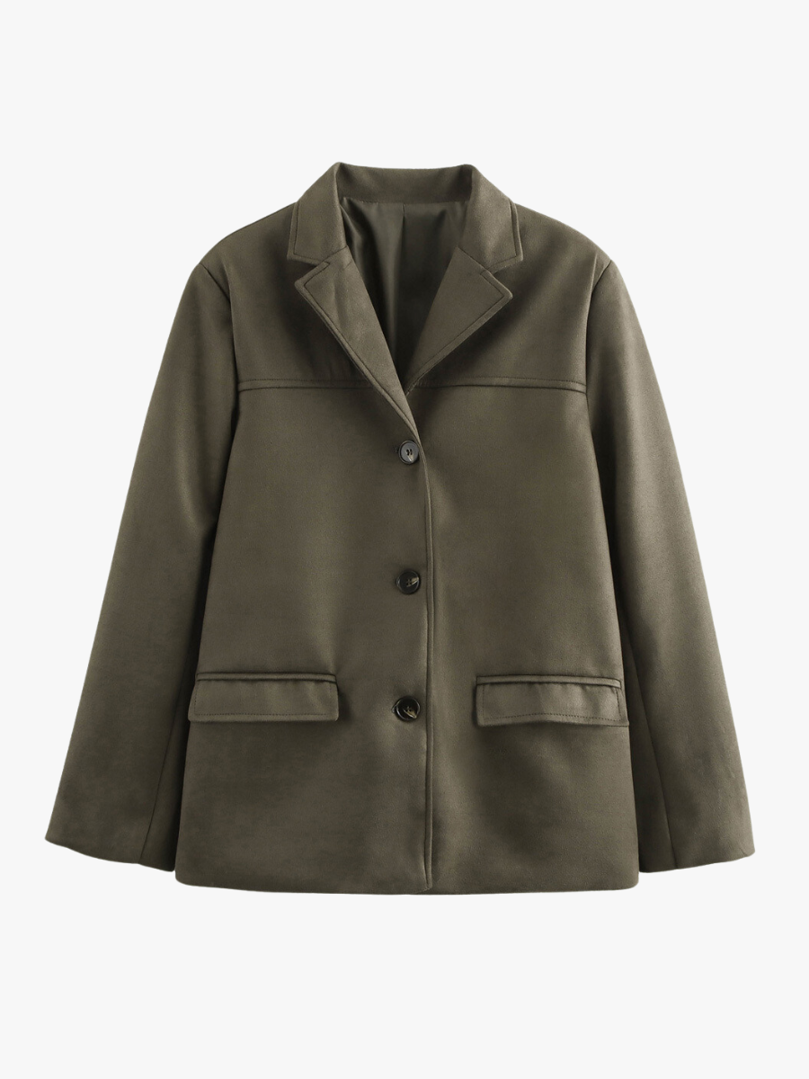 Street Wave Classic Suede Look Blazer Brown For Women Soft Finish Timeless Style For Office Everyday Wear