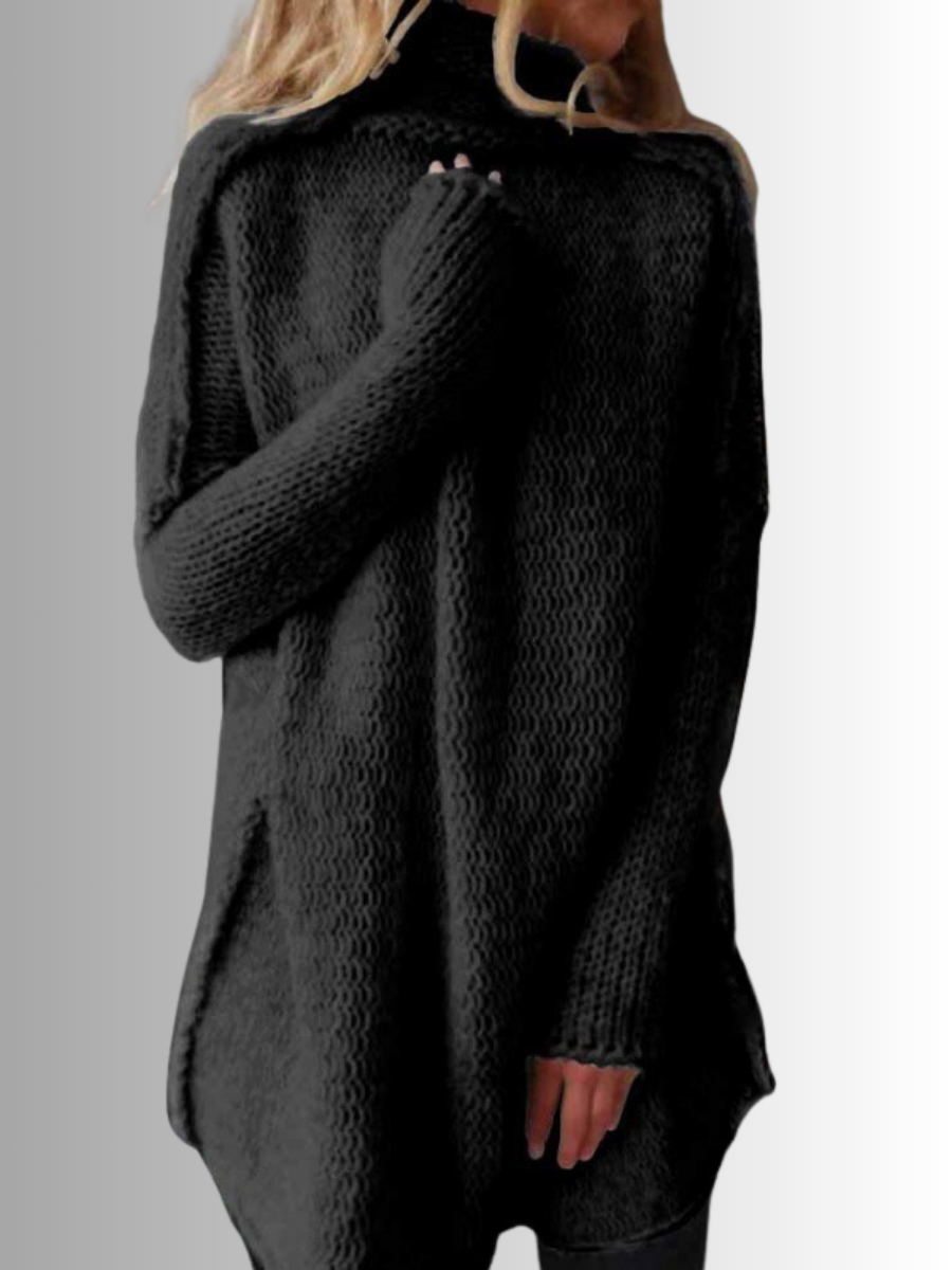 Street-wave Cozy Longline Turtleneck Knit Sweater for Women Oversized Chic Warmth