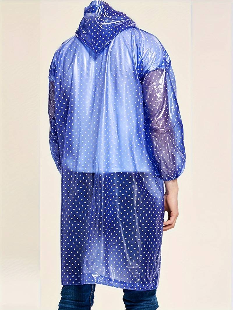 Street-Wave Women Polka Dot Rain Coat With Hood Button Placket For Autumn Winter