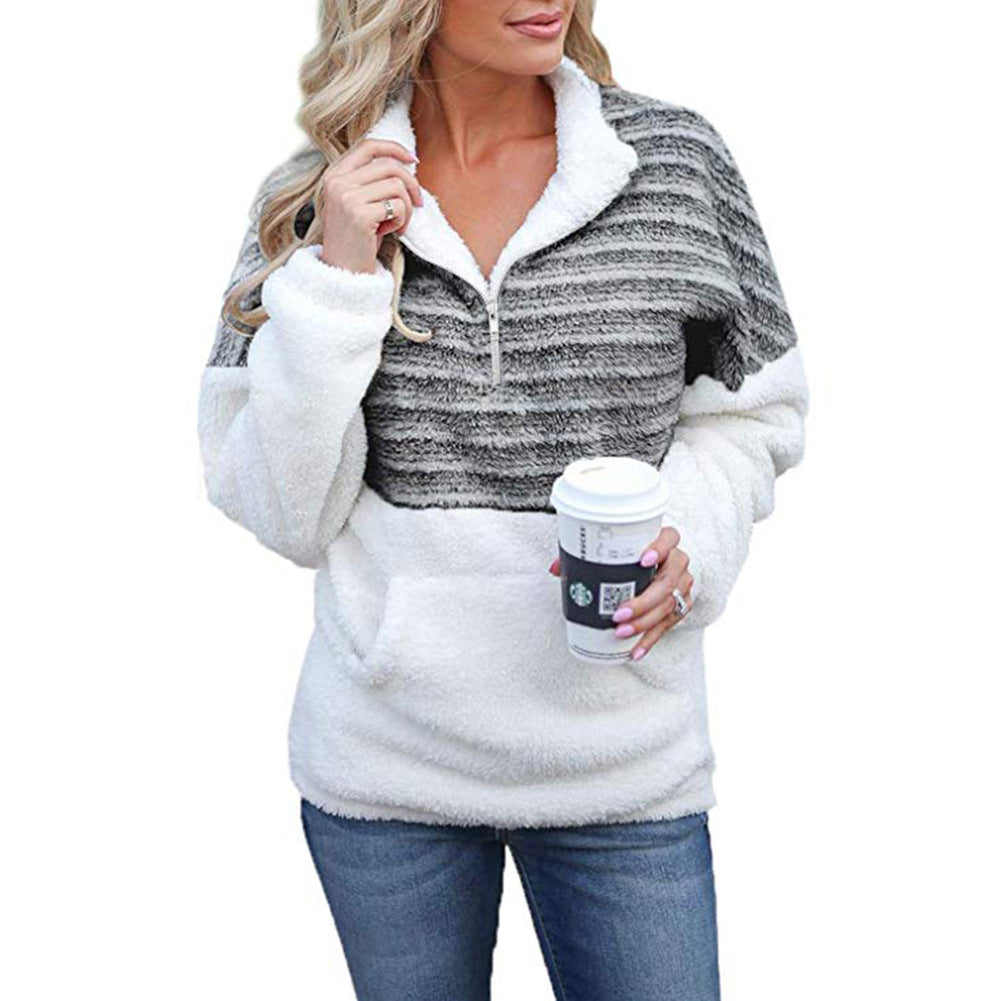 Street-wave Wool Blend Sherpa Pullover for Women Cozy All Season Comfort and Style