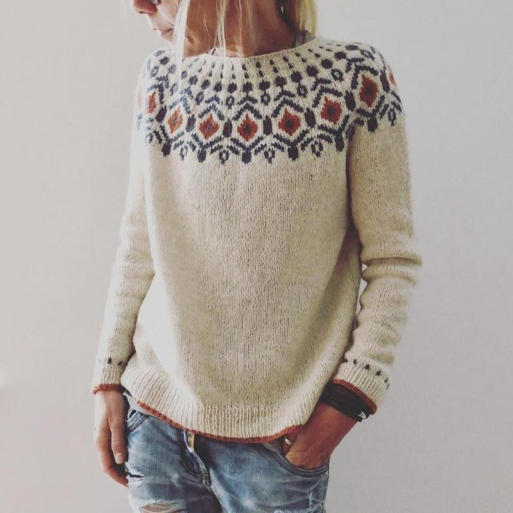 Street-Wave Knit Pullover With Cozy Autumn Collar For Women, Trendy Warmth And Comfort