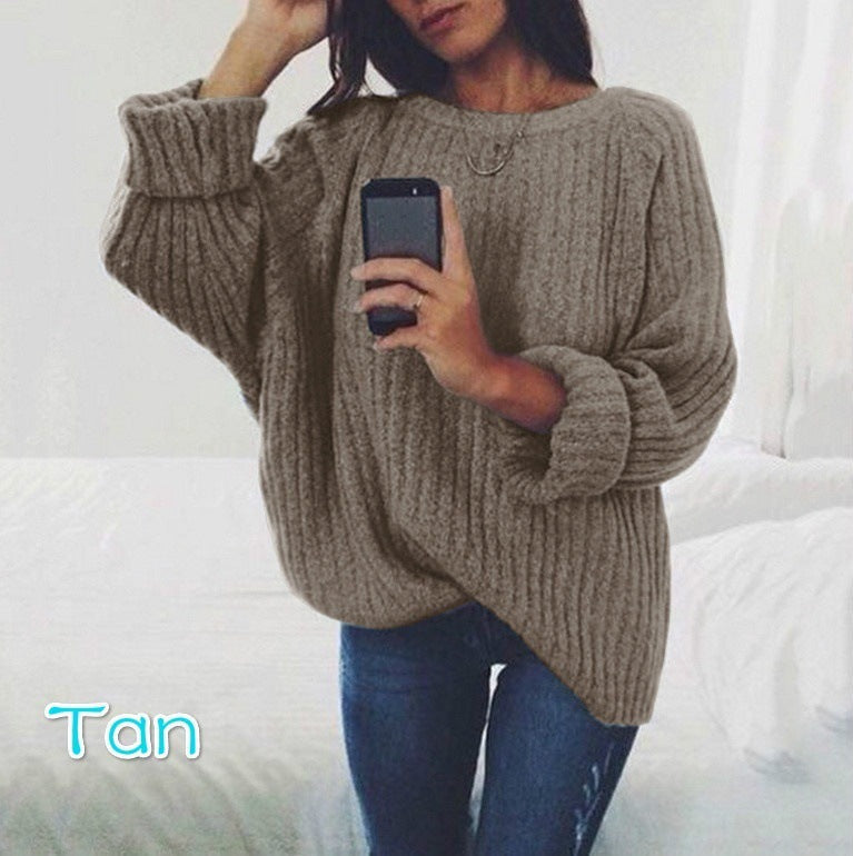 Street-Wave Ladies Chunky Knit Pullover Oversized Fit With Textured Design Cozy Warmth