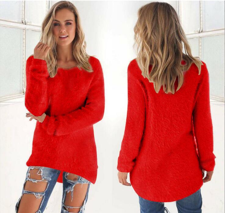 Street-Wave Plush Fuzzy Pullover For Women Cozy Warmth With Long Tunic Length And Soft Touch