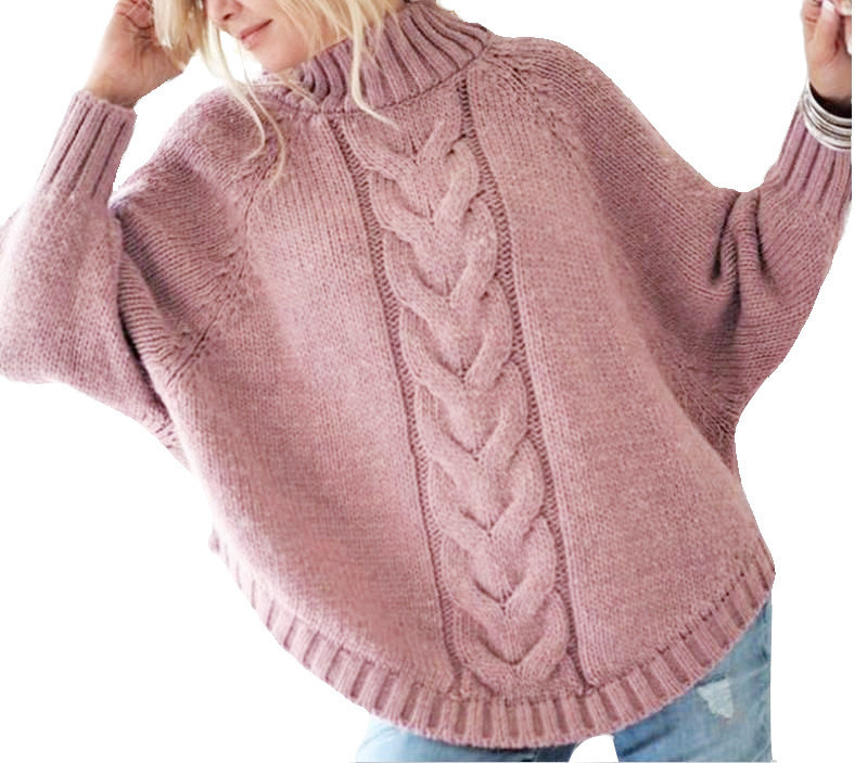 Street Wave Women Cable Knit Sweater With High Neck Cozy Warmth And Relaxed Fit Everyday