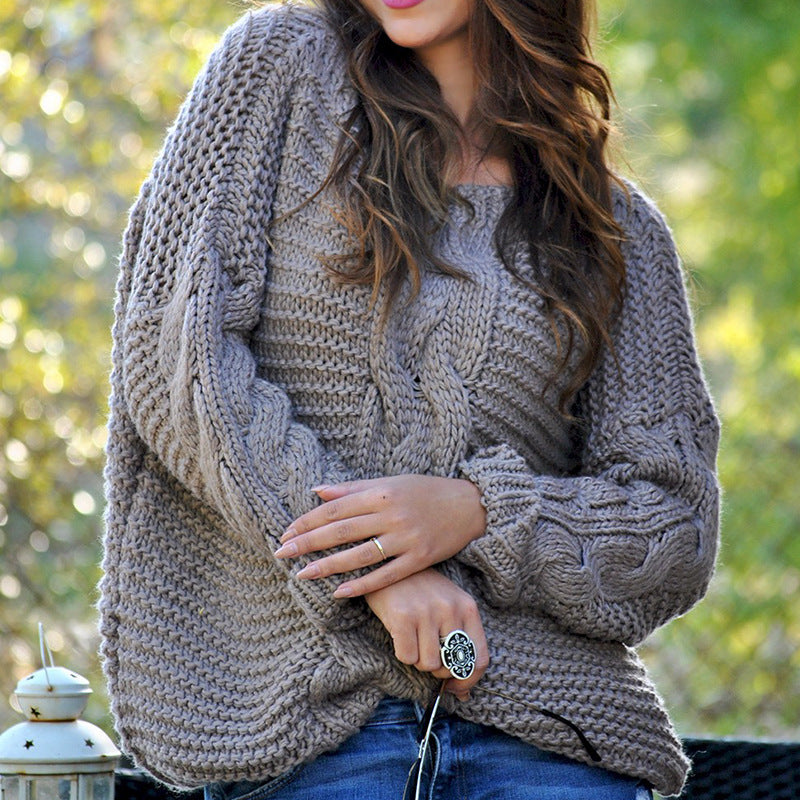 Street Wave Women Chunky Knit Sweater With Innovative Cable Pattern And Oversized Sleeves