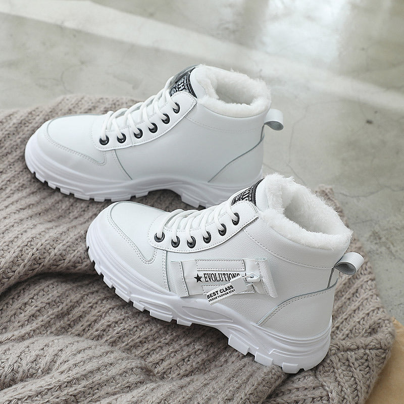 Street Wave Faux Leather High Top Boots For Women With Chunky Platform Sole Winter Ready