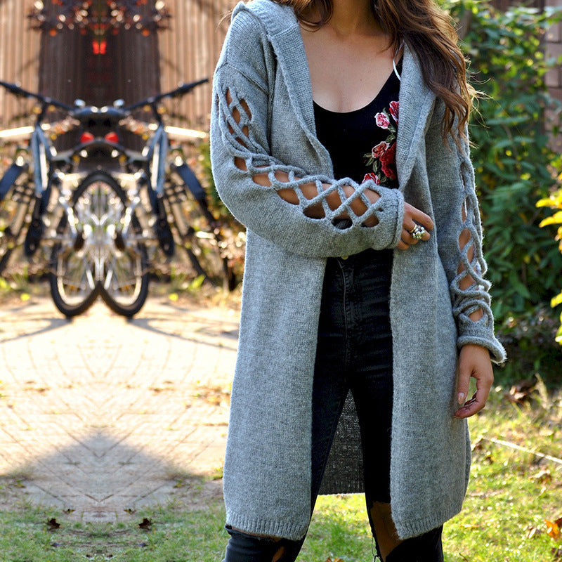 Street Wave Womens Floral Knit Cardigan With Open Sleeve Design For Women Cozy Chic