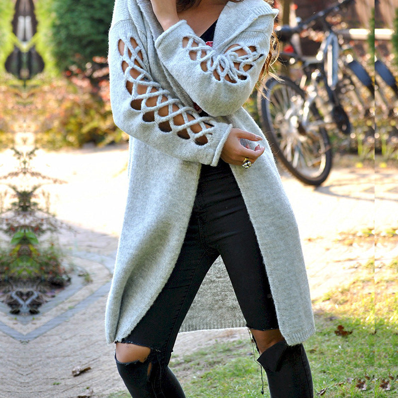 Street Wave Womens Floral Knit Cardigan With Open Sleeve Design For Women Cozy Chic