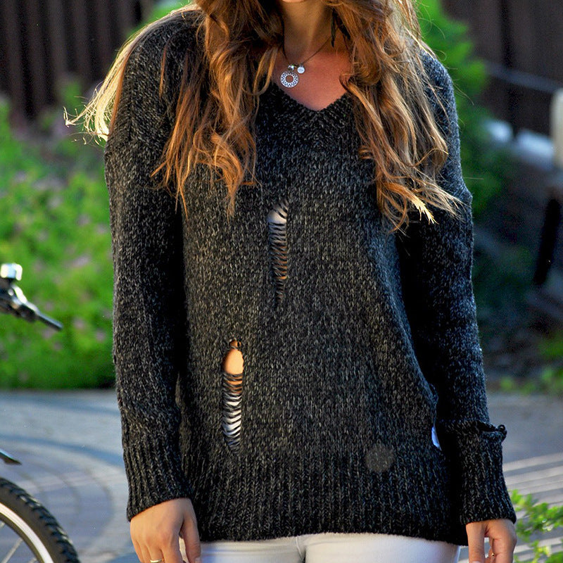 Street-Wave Women Chunky Knit Sweater With Innovative Cut For Casual Street Style And Comfort