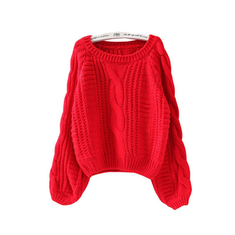 Street-Wave Women's Chunky Knit Sweater With Voluminous Sleeves And Cable Pattern For Cozy Warmth