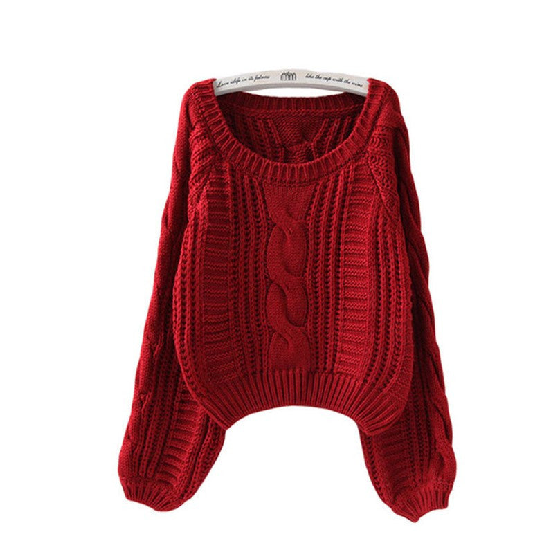 Street-Wave Women's Chunky Knit Sweater With Voluminous Sleeves And Cable Pattern For Cozy Warmth