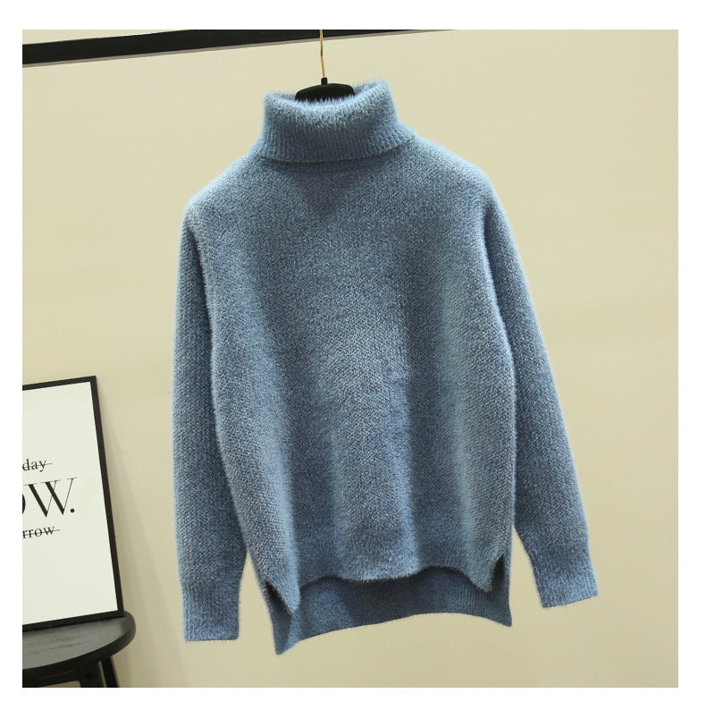 Streetwave Women's Oversized Turtleneck Sweater Soft Plush Knit For Cozy Warmth