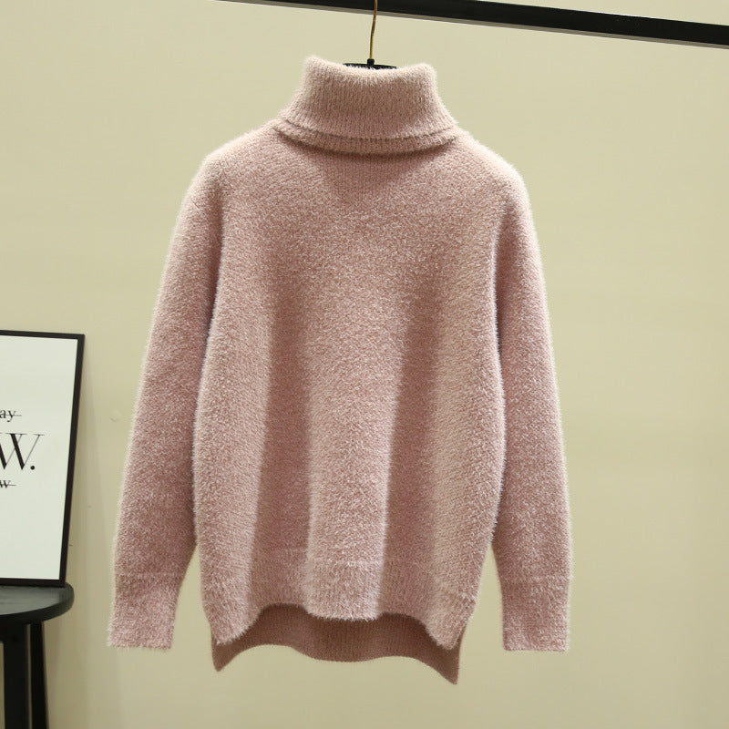 Streetwave Women's Oversized Turtleneck Sweater Soft Plush Knit For Cozy Warmth