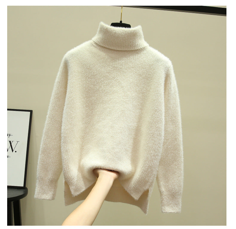 Streetwave Women's Oversized Turtleneck Sweater Soft Plush Knit For Cozy Warmth