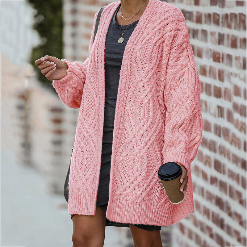 Street-wave Chunky Cable Knit Cardigan For Women Cozy Relaxed Fit Sweater Ideal For Fall Layering