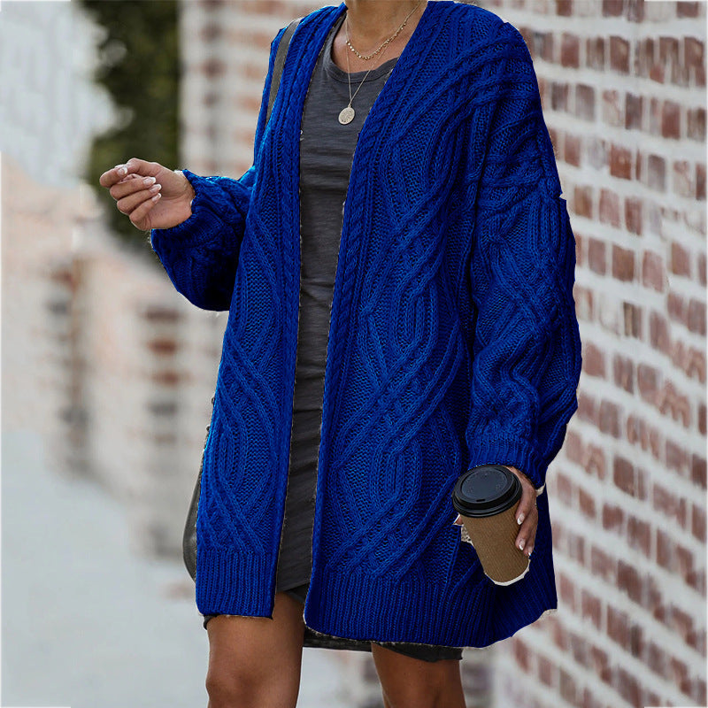Street-wave Chunky Cable Knit Cardigan For Women Cozy Relaxed Fit Sweater Ideal For Fall Layering