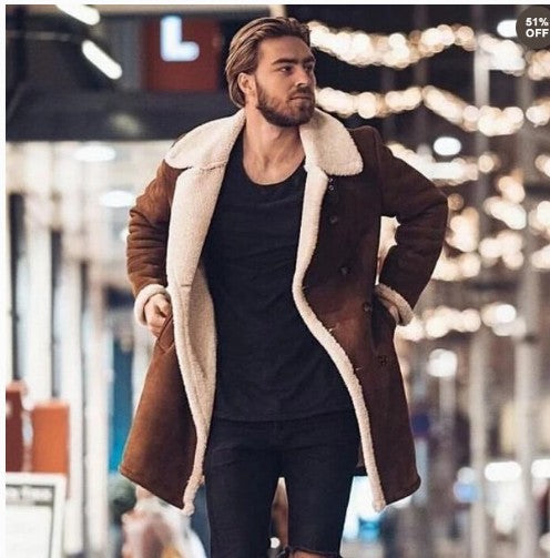Shearling Coat For Men Street-wave Lux Teddy Fur Lined Warm Comfort Winter Outerwear