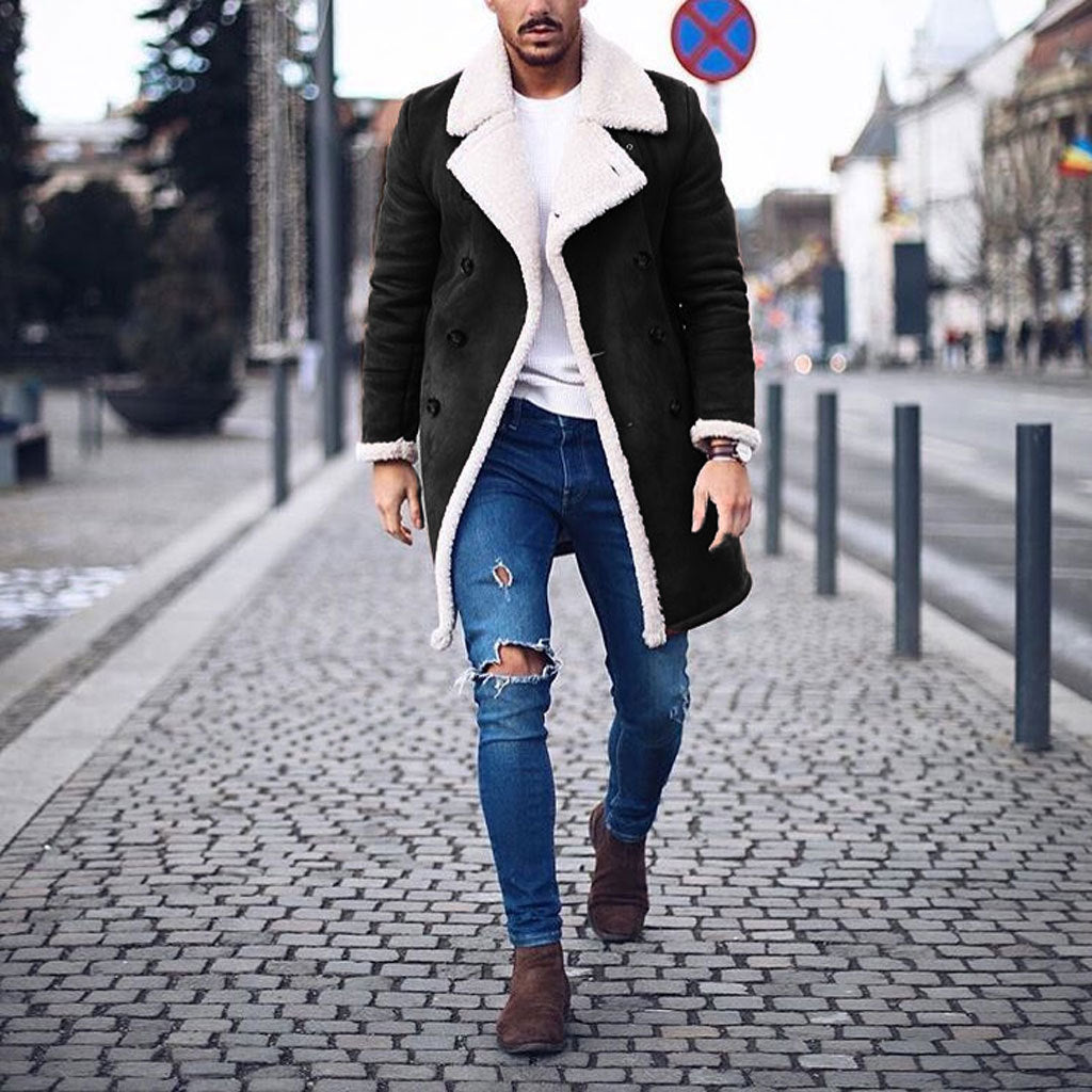 Shearling Coat For Men Street-wave Lux Teddy Fur Lined Warm Comfort Winter Outerwear