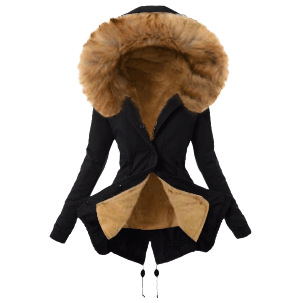 Streetwave Women's Fashion Parka Jacket With Removable Faux Fur Collar For Chic Comfort