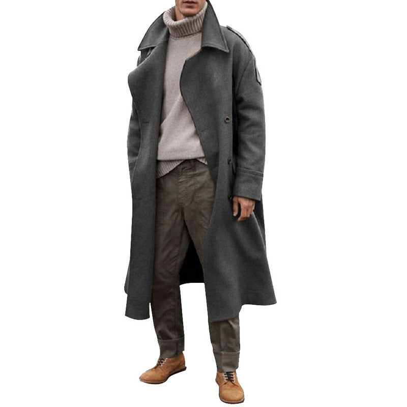 Mens Wool Coat With Double Button Placket Street Wave For Men Elegant Winter Outerwear
