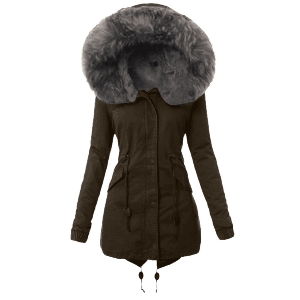Streetwave Women's Fashion Parka Jacket With Removable Faux Fur Collar For Chic Comfort