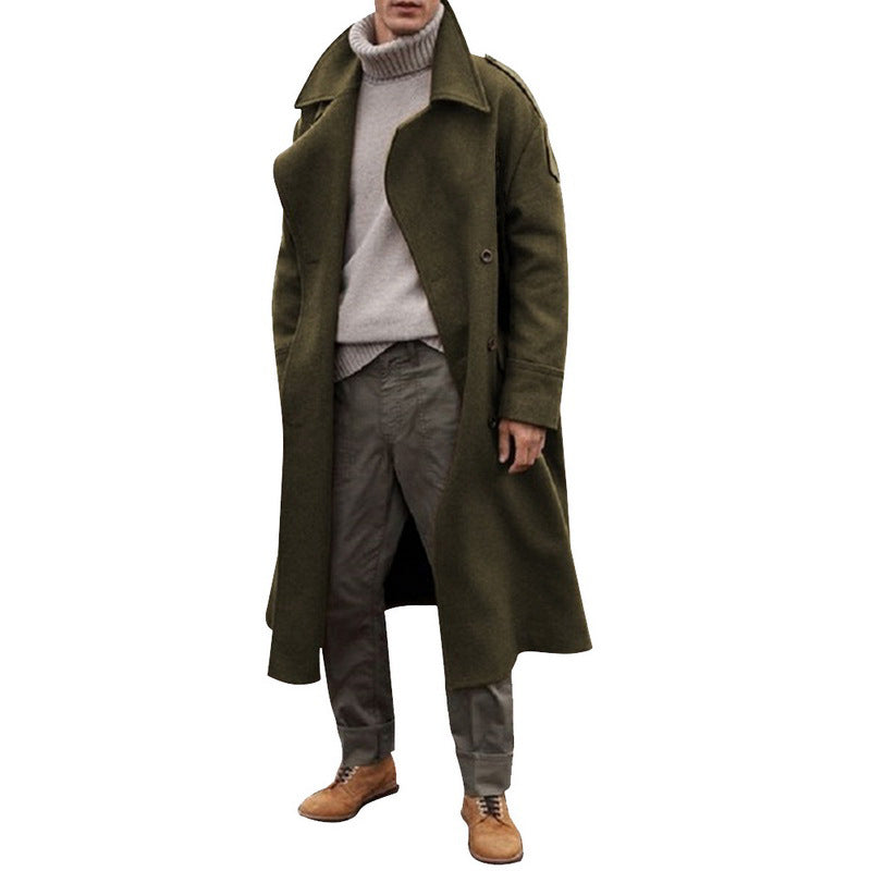 Mens Wool Coat With Double Button Placket Street Wave For Men Elegant Winter Outerwear