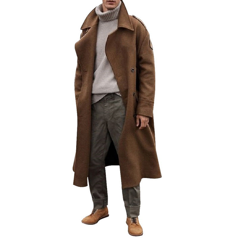 Mens Wool Coat With Double Button Placket Street Wave For Men Elegant Winter Outerwear