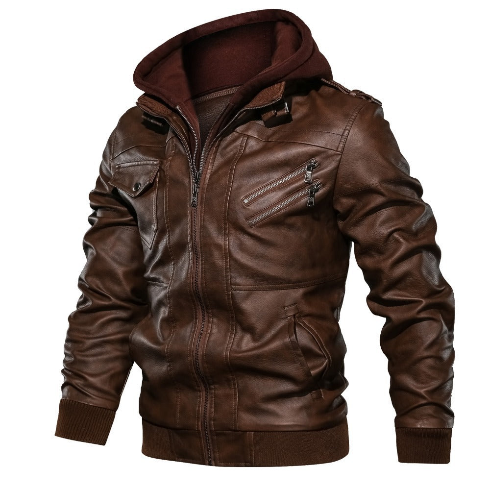 Street Wave Men's Casual Jacket With Removable Hood And Functional Pockets For All Seasons